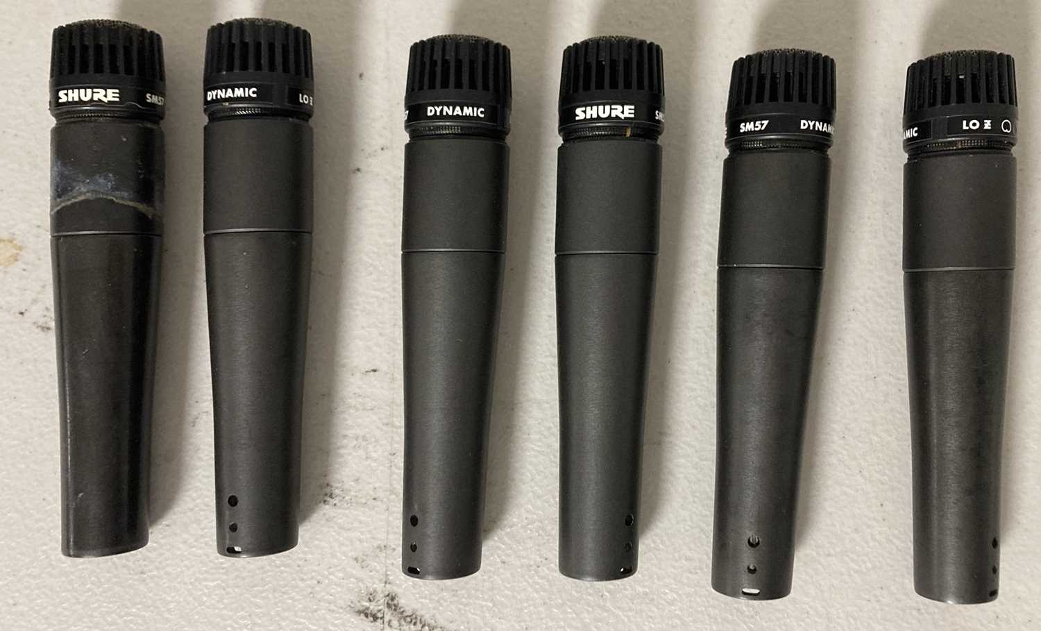 Lot 29 - SIX SHURE SM57 MICROPHONES.