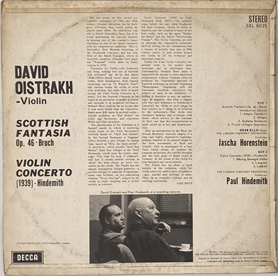 Lot 1086 - DAVID OISTRAKH/ HORENSTEIN - BRUCH: SCOTTISH FANTASIA/ HINDEMITH: VIOLIN CONCERTO LP (UK STEREO - DECCA ED1 - SXL 6035)