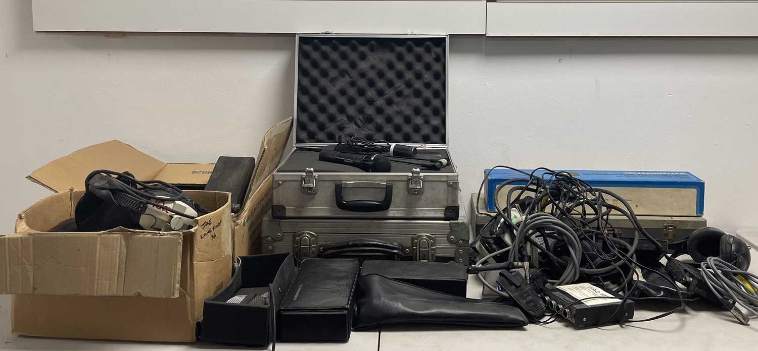 Lot 36 - STRAWBERRY STUDIOS - STRAWBERRY RENTALS COLLECTION  MICROPHONES AND HEADPHONES INC AKG / SHURE.