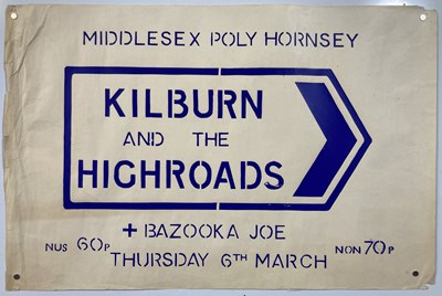Lot 582 - IAN DURY INTEREST - A CONCERT POSTER FOR KILBURN AND THE HIGH ROADS.