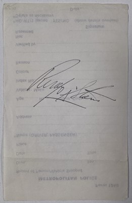 Lot 423 - THE BEATLES - POLICE FORM SIGNED BY RINGO STARR c1968