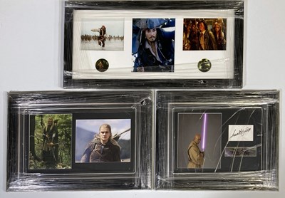 Lot 96 - FILM STAR AUTOGRAPHS - DISPLAYS - ORLANDO BLOOM / SAMUEL L JACKSON / JOHNNY DEPP.