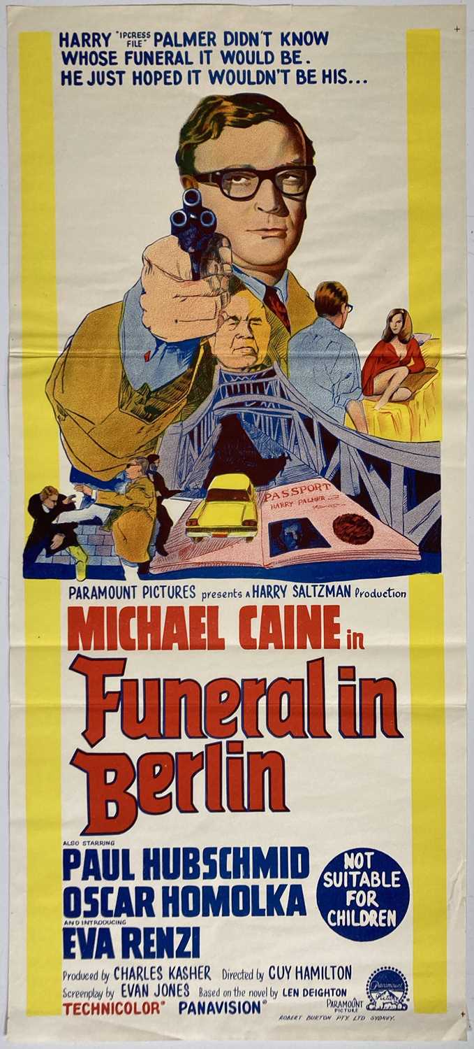 Lot 142 - FUNERAL IN BERLIN (1966) MICHAEL CAINE - ORIGINAL AUSTRALIAN DAYBILL FILM POSTER.