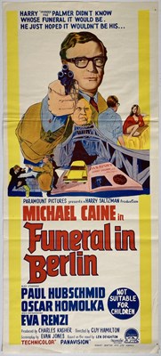 Lot 142 - FUNERAL IN BERLIN (1966) MICHAEL CAINE - ORIGINAL AUSTRALIAN DAYBILL FILM POSTER.