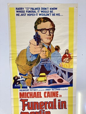 Lot 142 - FUNERAL IN BERLIN (1966) MICHAEL CAINE - ORIGINAL AUSTRALIAN DAYBILL FILM POSTER.