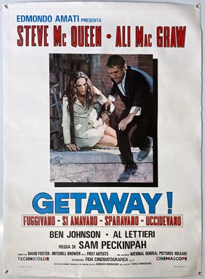 Lot 144 - GETAWAY! (1972) STEVE MCQUEEN - TWO-SHEET ITALIAN FILM POSTER.