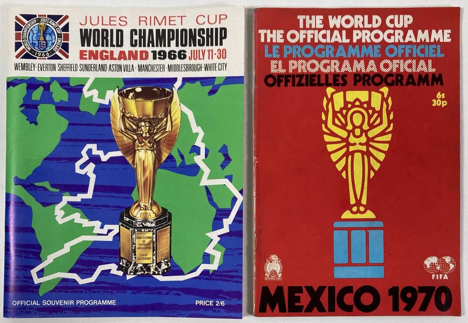 Lot 30 - OFFICIAL WORLD CUP PROGRAMMES (ENGLAND 1966 & MEXICO 1970).