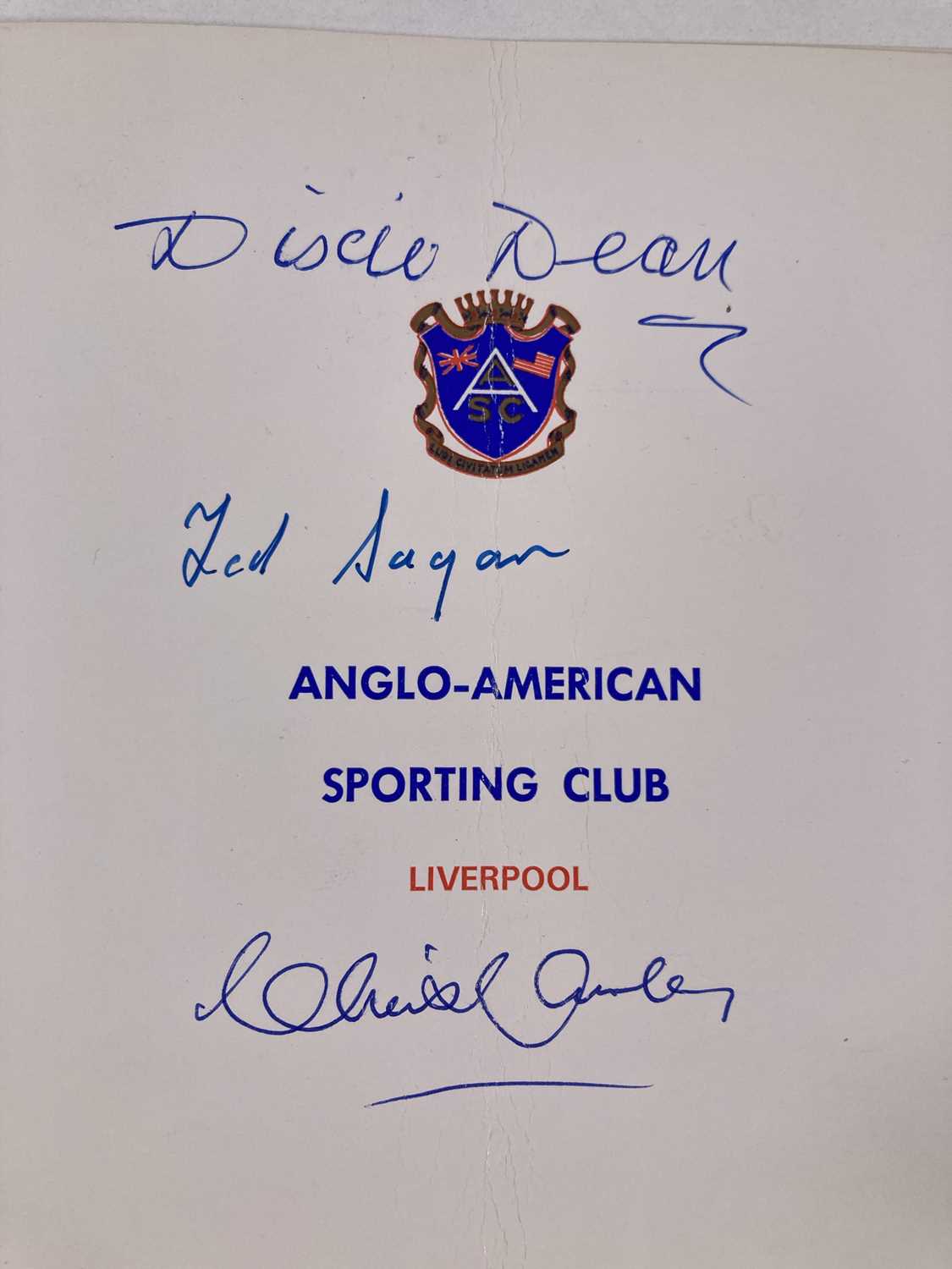 Lot 31 - EVERTON INTEREST - DIXIE DEAN & MORE SIGNED SPORTING CLUB DINNER MENU.