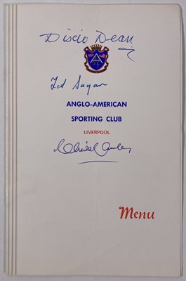 Lot 31 - EVERTON INTEREST - DIXIE DEAN & MORE SIGNED SPORTING CLUB DINNER MENU.