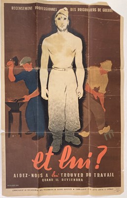 Lot 230 - FRENCH PROPAGANDA POSTER C 1940 - 'ET LUI'.