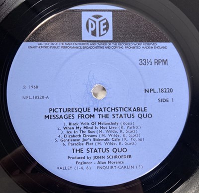 Lot 217 - THE STATUS QUO - PICTURESQUE MATCHSTICKABLE MESSAGES FROM THE STATUS QUO LP (ORIGINAL UK COPY - NPL 18220)