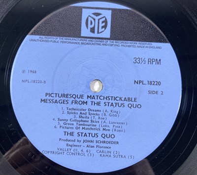 Lot 217 - THE STATUS QUO - PICTURESQUE MATCHSTICKABLE MESSAGES FROM THE STATUS QUO LP (ORIGINAL UK COPY - NPL 18220)