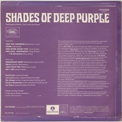 Lot 231 - DEEP PURPLE - SHADES OF DEEP PURPLE LP (ORIGINAL UK COPY - PARLOPHONE PCS 7055 'FACTORY SAMPLE' STICKERED))