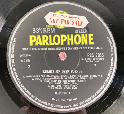 Lot 231 - DEEP PURPLE - SHADES OF DEEP PURPLE LP (ORIGINAL UK COPY - PARLOPHONE PCS 7055 'FACTORY SAMPLE' STICKERED))