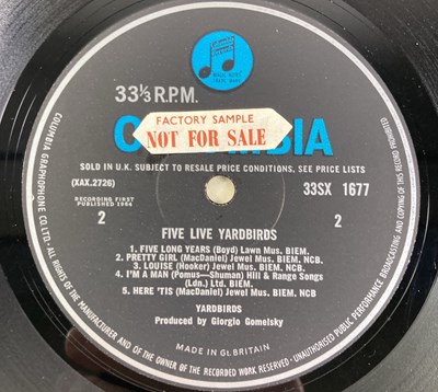 Lot 232 - YARDBIRDS - FIVE LIVE YARDBIRDS LP (ORIGINAL UK MONO COPY - COLUMBIA 33SX 1677 - 'FACTORY SAMPLE' STICKERED)