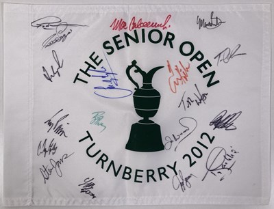 Lot 78 - GOLF MEMORABILIA - 2012 SENIOR OPEN MULTI SIGNED FLAG.