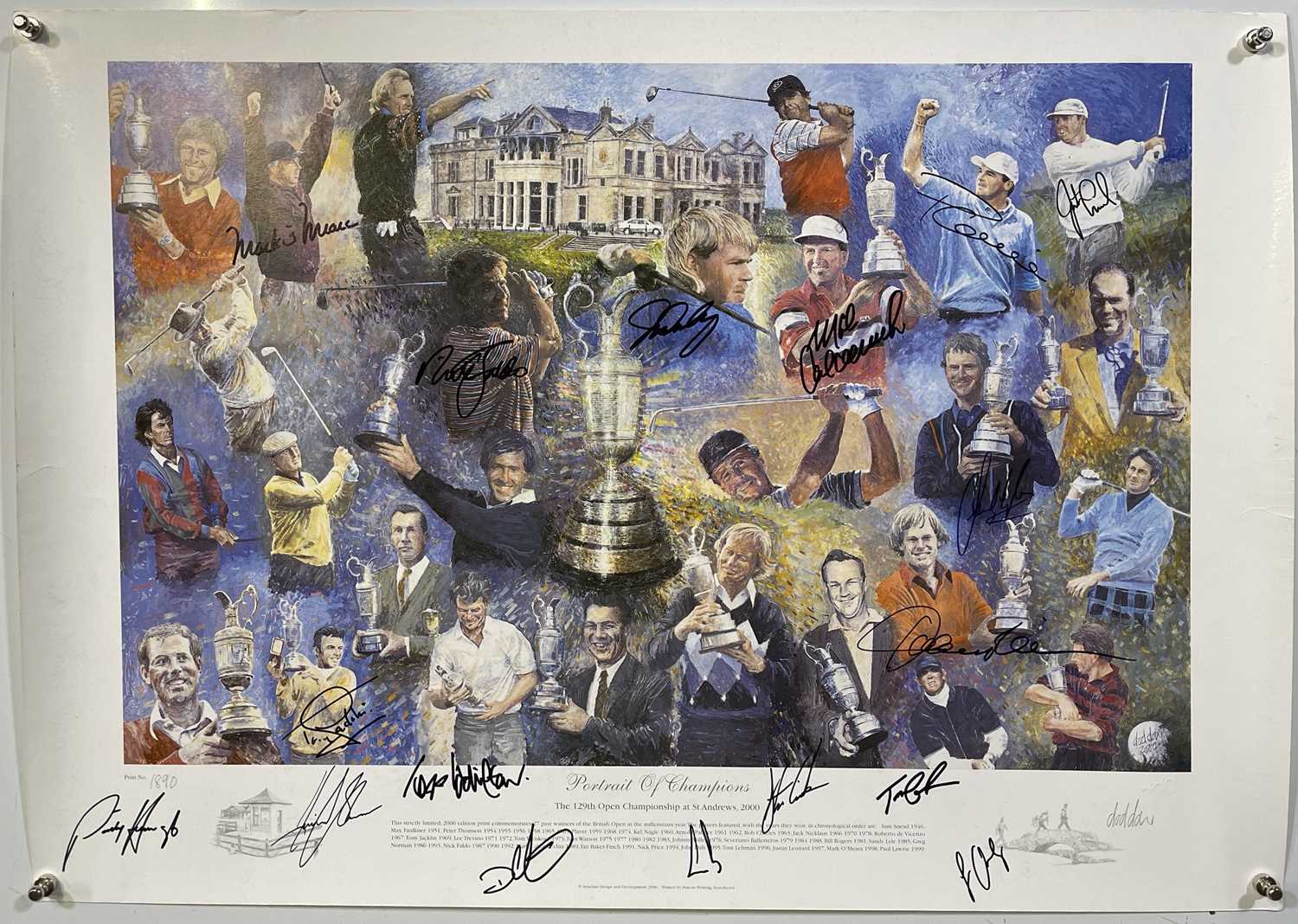 Lot 82 - GOLF MEMORABILIA - MULTI SIGNED OPEN CHAMPIONSHIP PRINT.