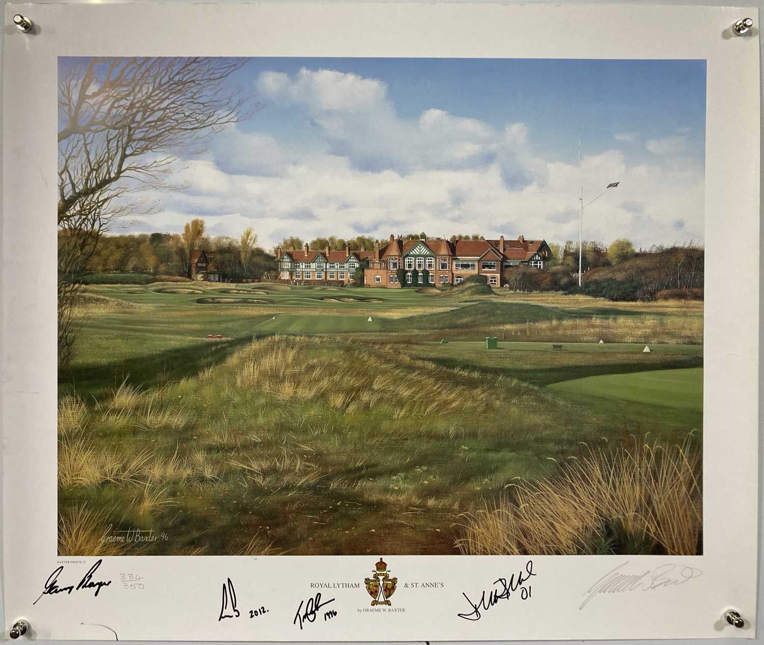 Lot 85 - GOLF MEMORABILIA - MULTI SIGNED GRAEME BAXTER PRINT INC ERNIE ELS.