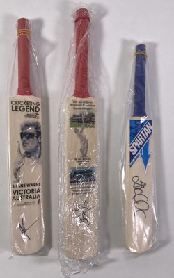 Lot 62 - CRICKET MEMORABILIA - SIGNED MINI BATS INC SHANE WARNE.