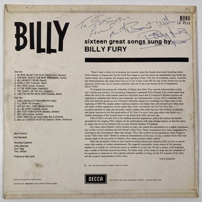 Lot 232 - A SIGNED BILLY FURY 'BILLY' LP.