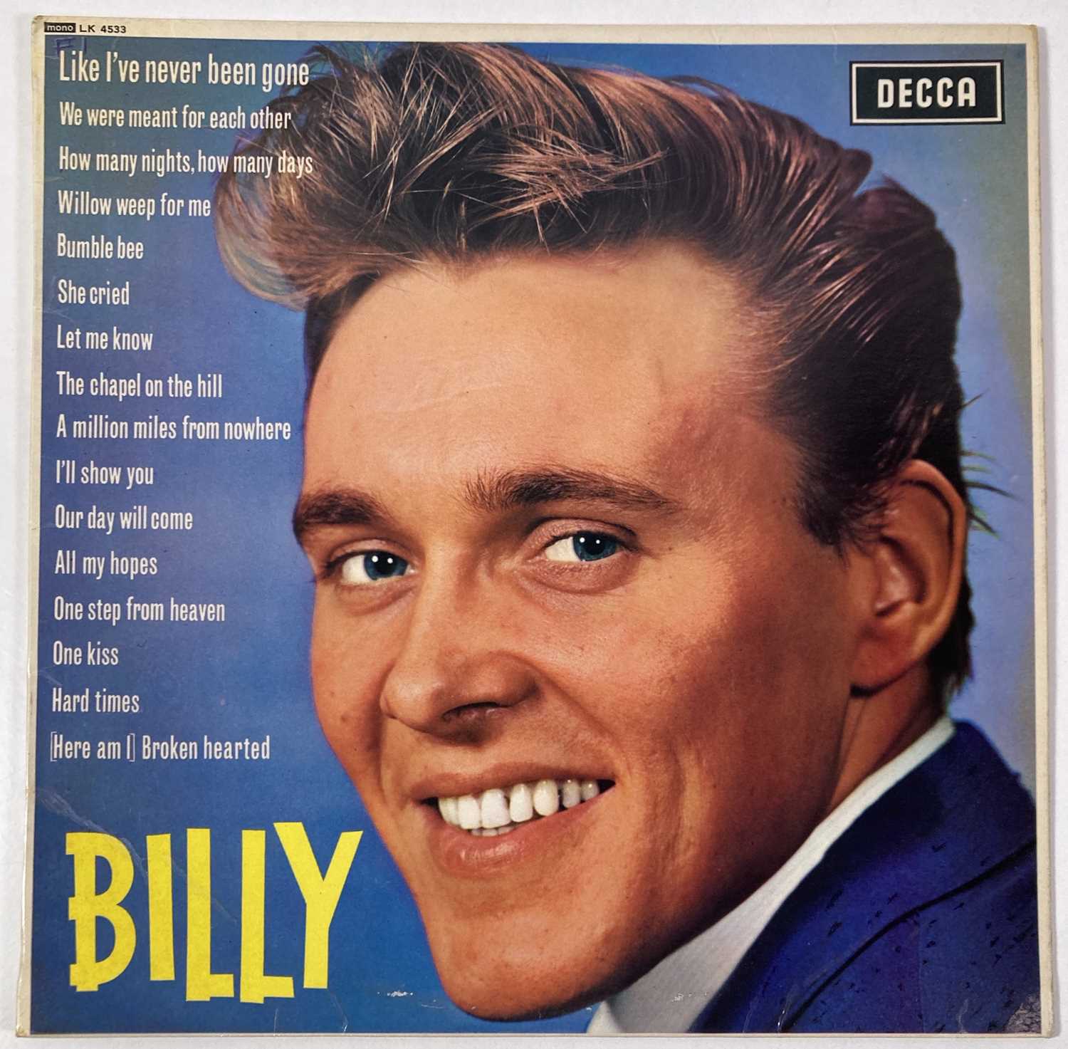 Lot 232 - A SIGNED BILLY FURY 'BILLY' LP.