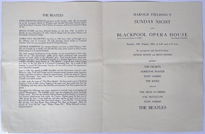 Lot 370 - THE BEATLES - A BLACKPOOL CONCERT PROGRAMME INC THE KINKS/HIGH NUMBERS (THE WHO), AUGUST 1964.