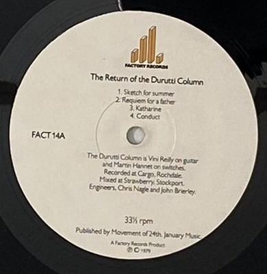 Lot 261 - THE DURUTTI COLUMN - THE RETURN OF LP (UK OG - SANDPAPER SLEEVE - FACT 14)