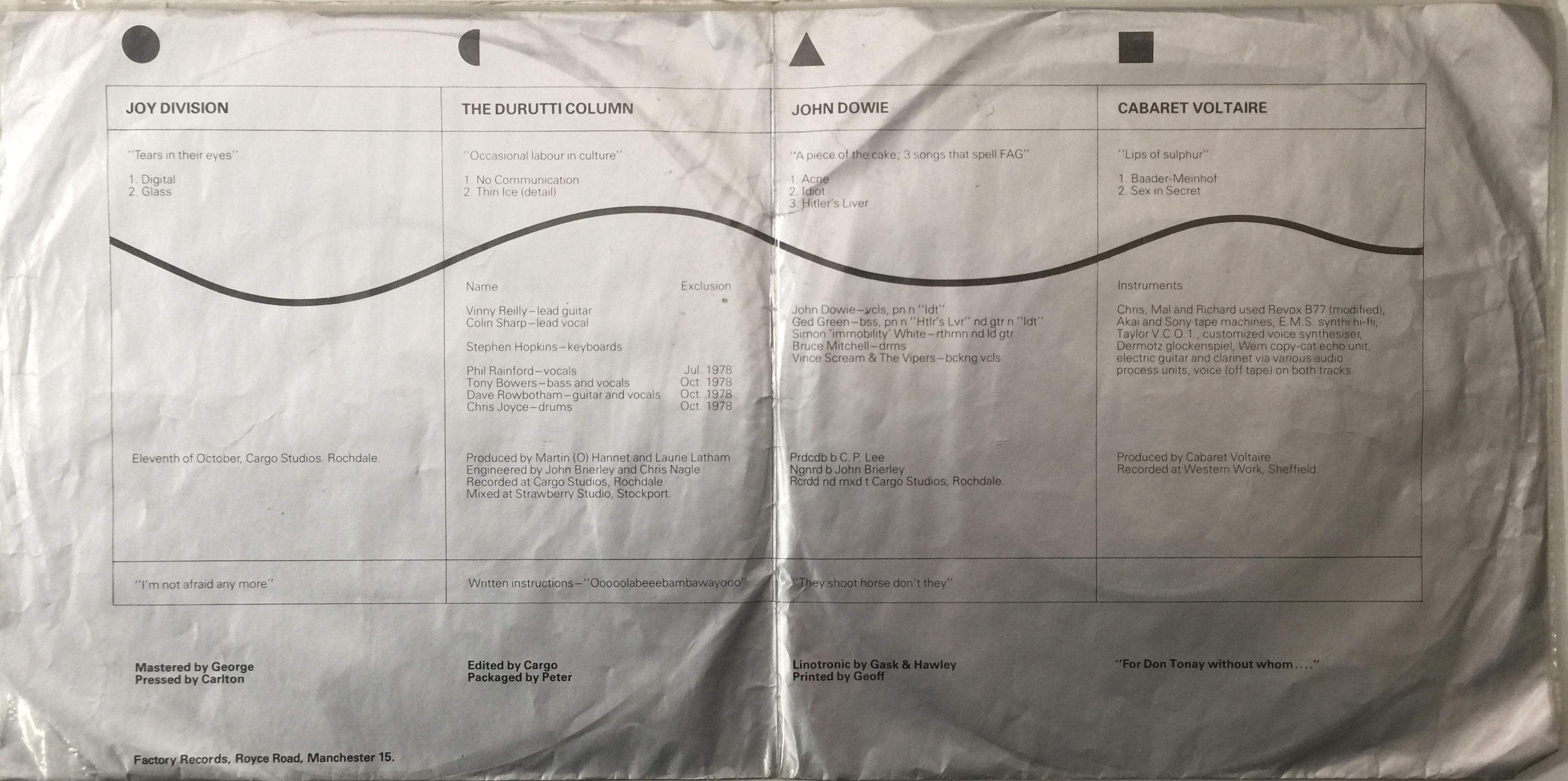 Lot 270 - FAC 2 - A FACTORY SAMPLE EP (ORIGINAL UK