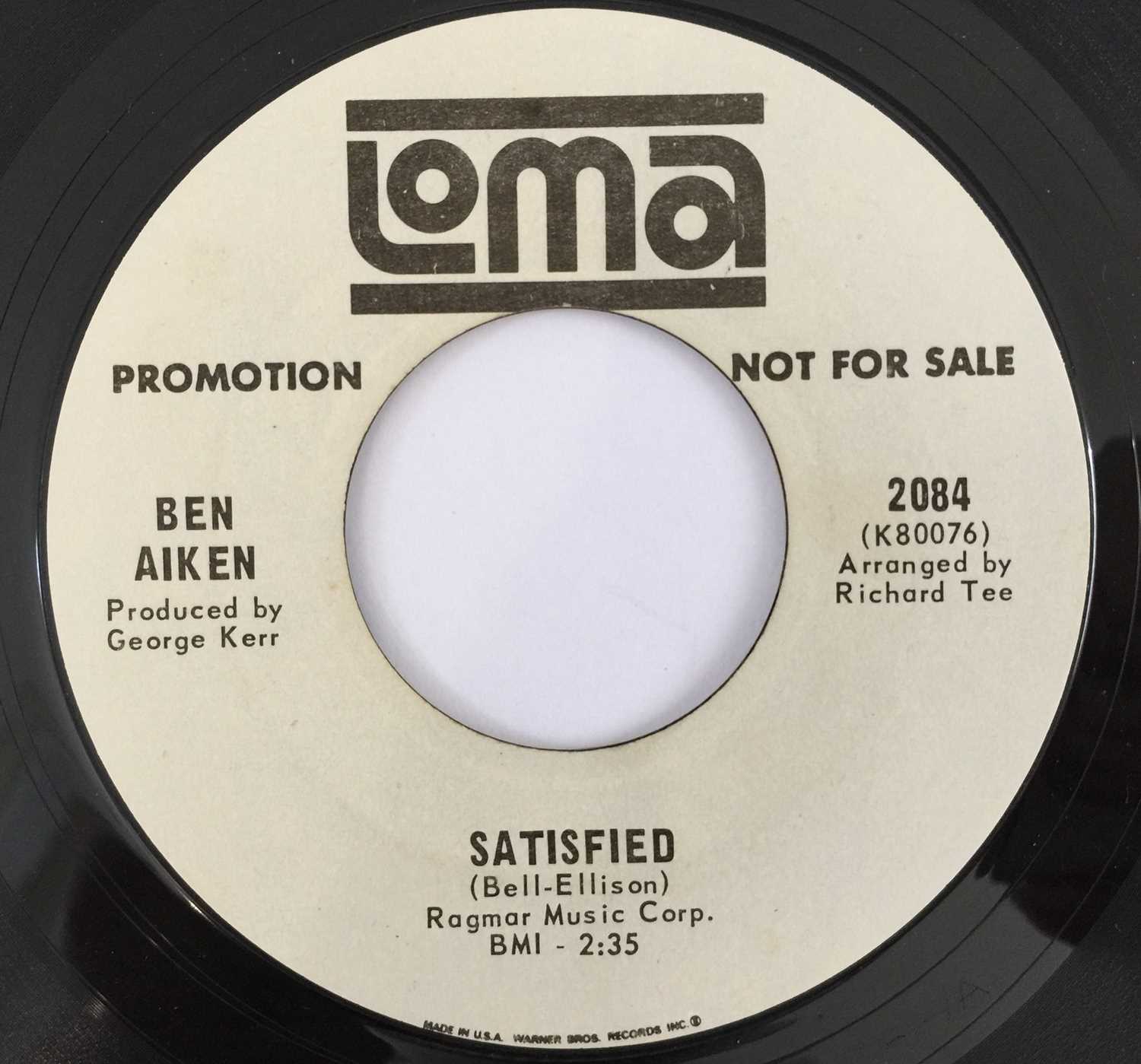Lot 9 - BEN AIKEN - SATISFIED/ THE LIFE OF A CLOWN 7" (US PROMO - LOMA 2084)