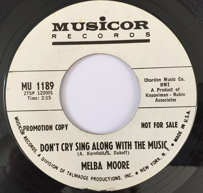 Lot 13 - MELBA MOORE - DON'T CRY SING ALONG WITH THE MUSIC 7" (US PROMO - MUSICOR MU1189)