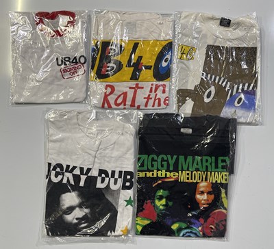 Lot 332 - FIVE ASSORTED 80S/90S REGGAE-RELATED TOUR T-SHIRTS (UB40, ZIGGY MARLEY, LUCKY DUBE).