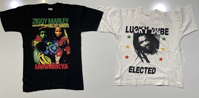 Lot 332 - FIVE ASSORTED 80S/90S REGGAE-RELATED TOUR T-SHIRTS (UB40, ZIGGY MARLEY, LUCKY DUBE).