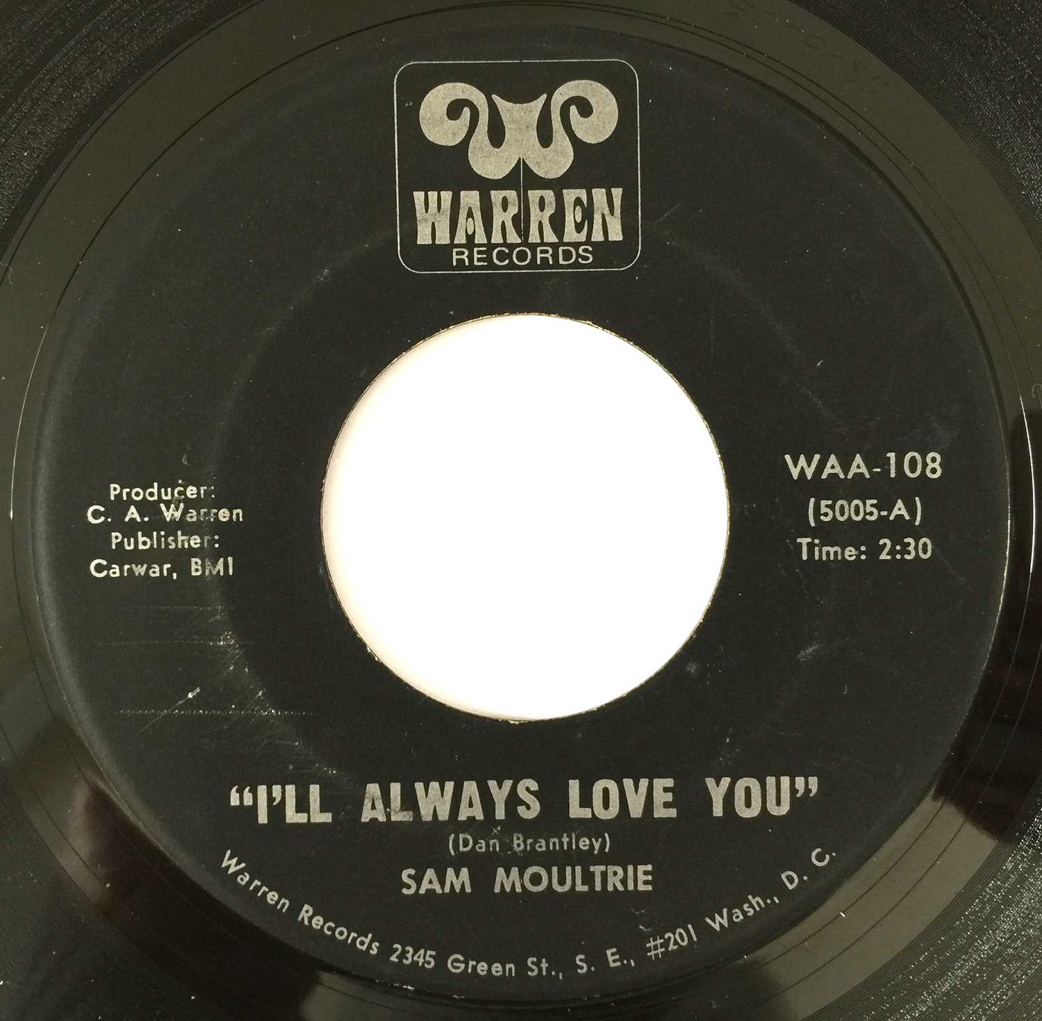 Lot 22 - SAM MOULTRIE -I'LL ALWAYS LOVE YOU/ DO YOUR OWN THING 7" (US SOUL - WARREN RECORDS WAA-108)