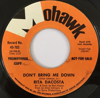 Lot 142 - RITA DACOSTA - DON'T BRING ME DOWN 7" (PROMO - MOHAWK 45-703)