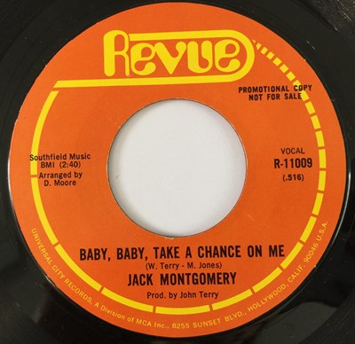Lot 30 - JACK MONTGOMERY - BABY, BABY, TAKE A CHANCE ON ME 7" (US PROMO - REVUE RECORDS R-11009)