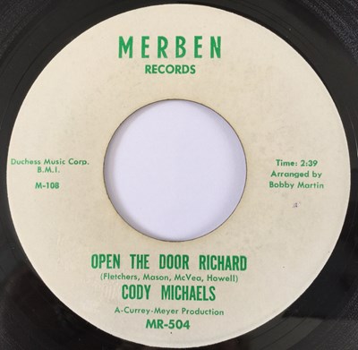 Lot 32 - CODY MICHAELS - SEVEN DAYS FIFTY TWO WEEKS/ OPEN THE DOOR RICHARD 7" (US SOUL - MERBEN RECORDS MR-504)