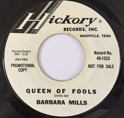 Lot 37 - BARBARA MILLS - QUEEN OF FOOLS/ (MAKE IT LAST) TAKE YOUR TIME 7" (US PROMO - HICKORY 45-1323)