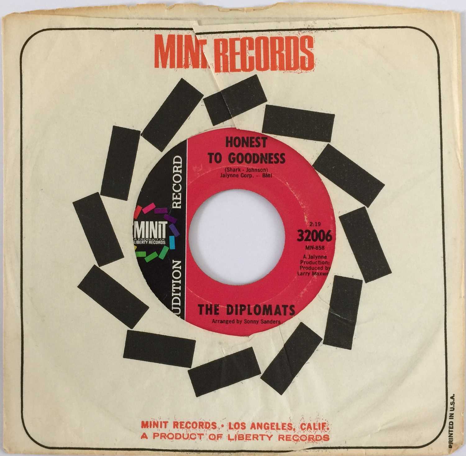 Lot 149 - THE DIPLOMATS - HONEST TO GOODNESS 7" (MINIT - 32006)