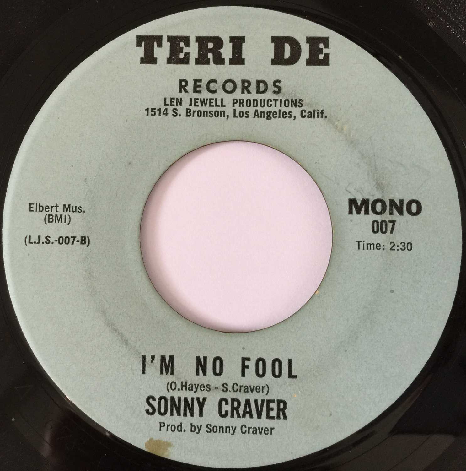 Lot 42 - SONNY CRAVER - I'M NO FOOL/ I WANNA THANK YOU 7" (US SOUL - TERI DE RECORDS 007)