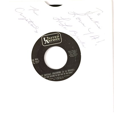 Lot 45 - THE CRYSTALS FEAT LA LA BROOKS - ARE YOU TRYING TO GET RID OF ME BABY 7" (SIGNED SLEEVE - UNITED ARTISTS UA 994)