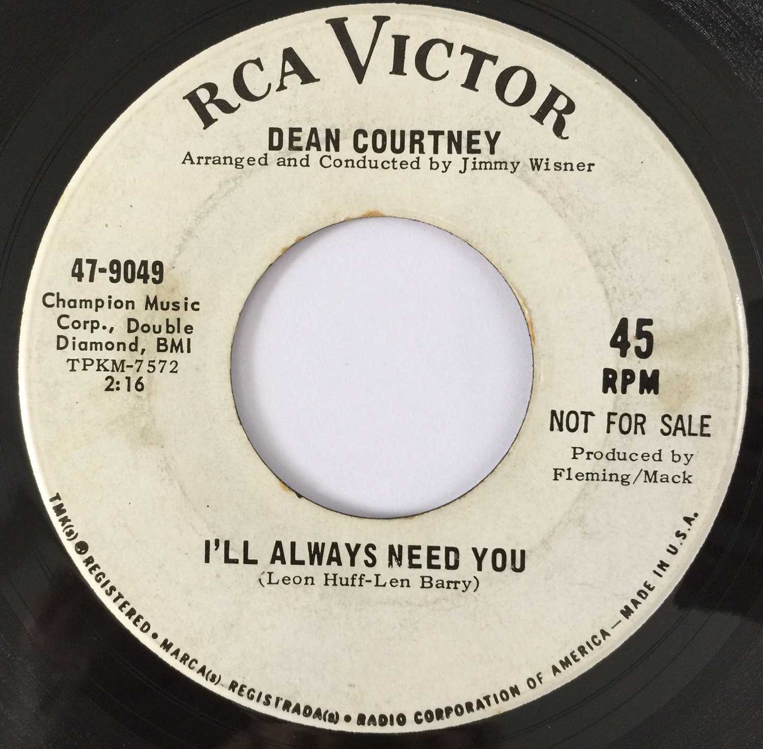 Lot 48 - DEAN COURTNEY - I'LL ALWAYS NEED YOU/ TAMMY 7" (US PROMO - RCA VICTOR 47-9049)