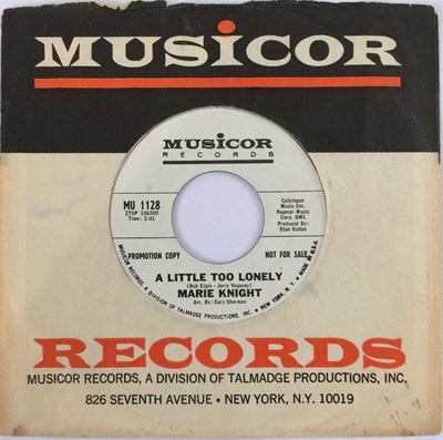 Lot 163 - MARIE KNIGHT - A LITTLE TOO LONELY 7" (PROMO - MUSICOR RECORDS MU 1128)