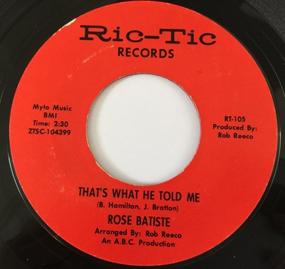 Lot 65 - ROSE BATISTE - HOLDING HANDS/ THAT'S WHAT HE TOLD ME 7" (US STYRENE - RIC-TIC RECORDS RT-105)