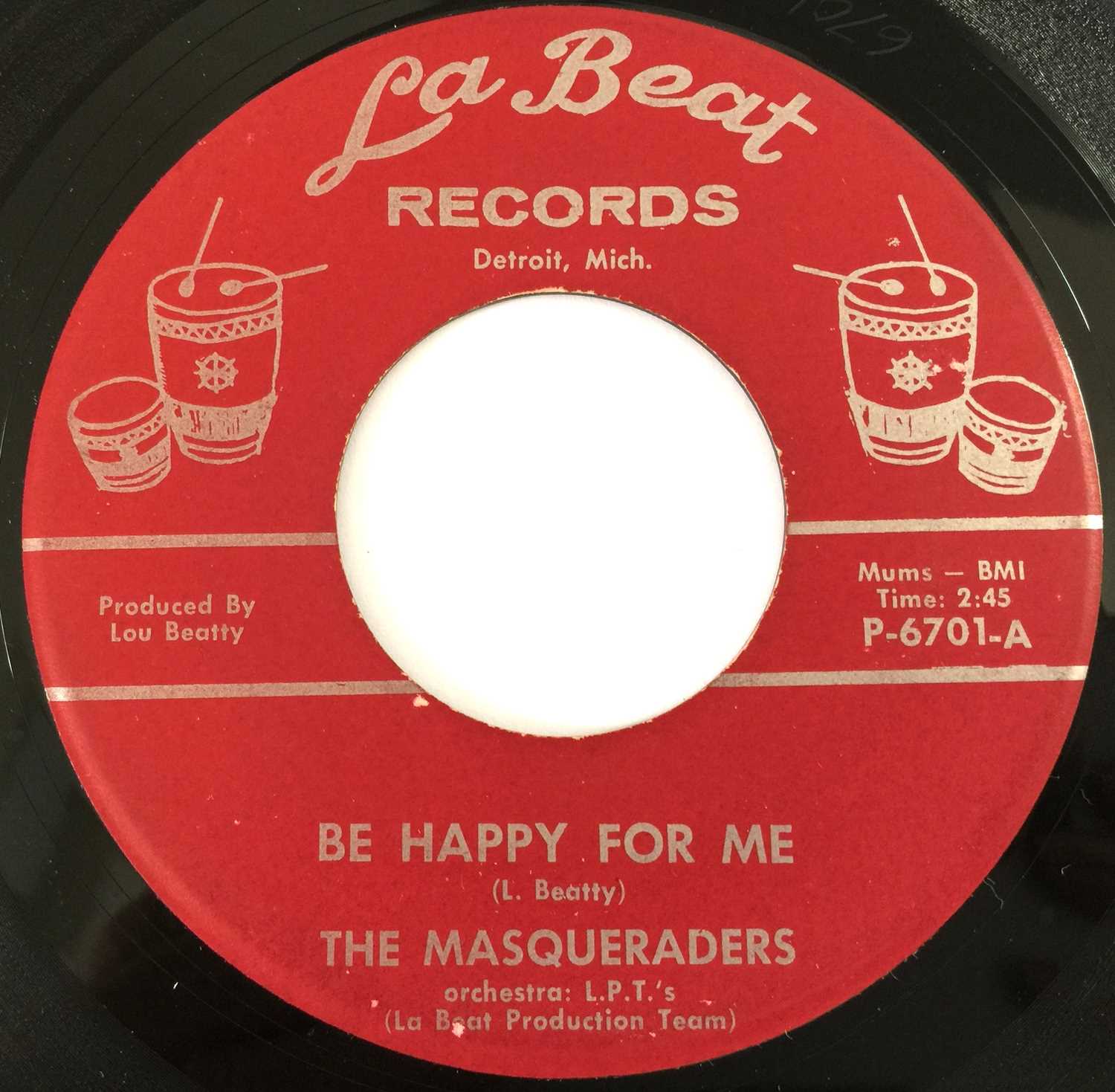 Lot 176 - THE MASQUERADERS - BE HAPPY FOR ME 7" (LA BEAT RECORDS - P-6701)