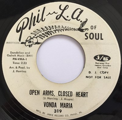 Lot 181 - VONDA MARIA - OPEN ARMS, CLOSED HEART 7" (PROMO - PHIL L.A. OF SOUL 319)