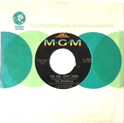 Lot 66 - THE BROADWAYS - YOU JUST DON'T KNOW/ SWEET AND HEAVENLY MELODY 7" (US NORTHERN - MGM K13592)
