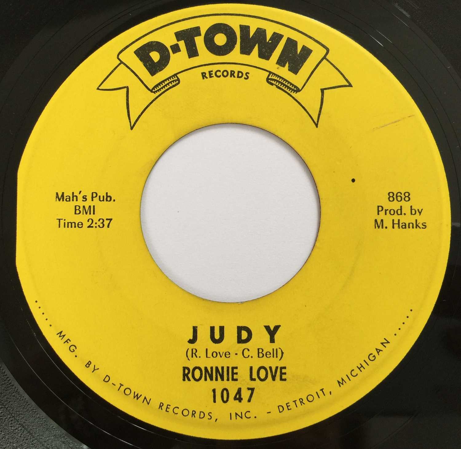 Lot 196 - RONNIE LOVE - JUDY / DETROIT, MICHIGAN 7" (D-TOWN 1047)