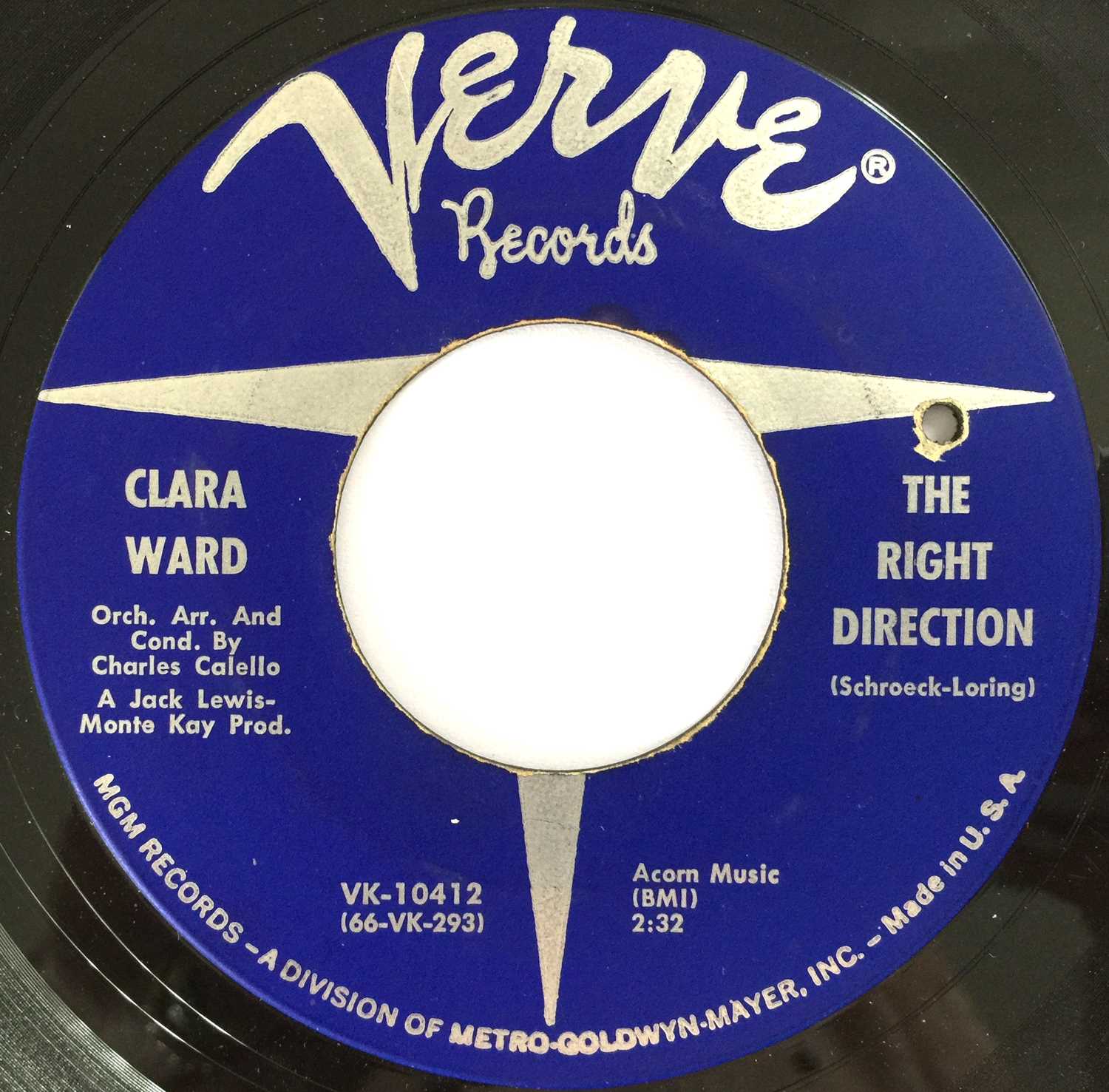 Lot 89 - CLARA WARD - THE RIGHT DIRECTION 7" (ORIGINAL US COPY - VERVE VK-10412)