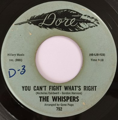 Lot 93 - THE WHISPERS - YOU CAN'T FIGHT WHAT'S RIGHT 7" (ORIGINAL US COPY - DORE 792)