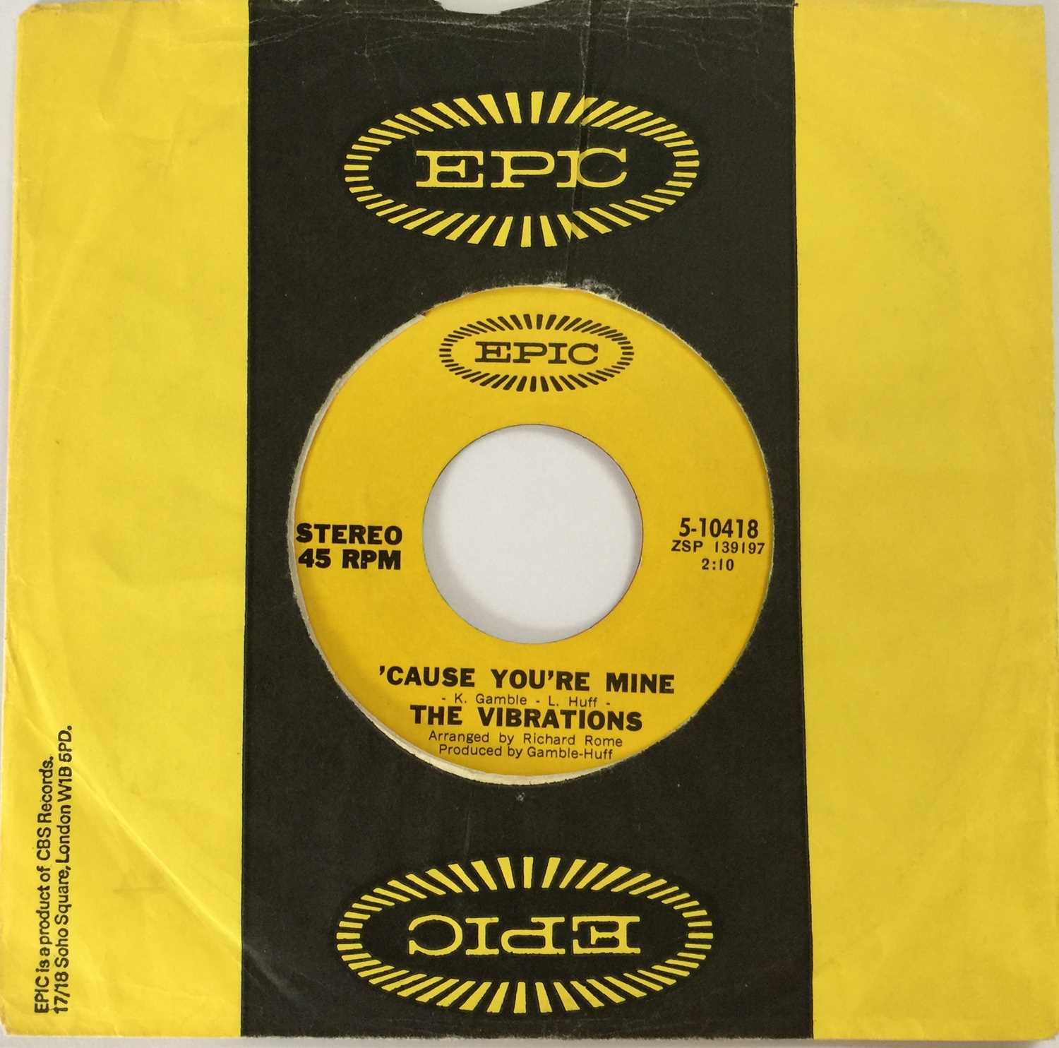 Lot 246 - THE VIBRATIONS - 'CAUSE YOU'RE MINE 7" (RE - EPIC 5-10418)